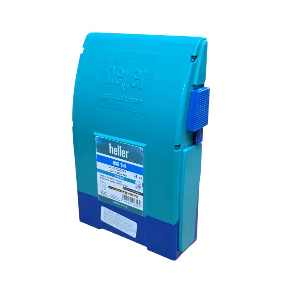 Heller ชุด ดอกสว่านเจาะเหล็ก สเตนเลส ตัวสีทองชุบแข็งพิเศษ Heller HSS-Tin 25 ดอก/ชุด (เยอรมันแท้) ขนาด 1มม.-13มม.
