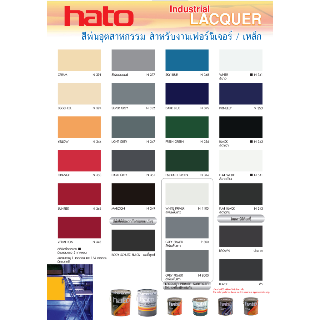 Hato Industrial Lacquer สีพ่นอุตสาหกรรม ฮาโต้ แห้งเร็ว ขนาด 1/4GL (0.875 ลิตร) พ่นเหล็ก พ่นไม้