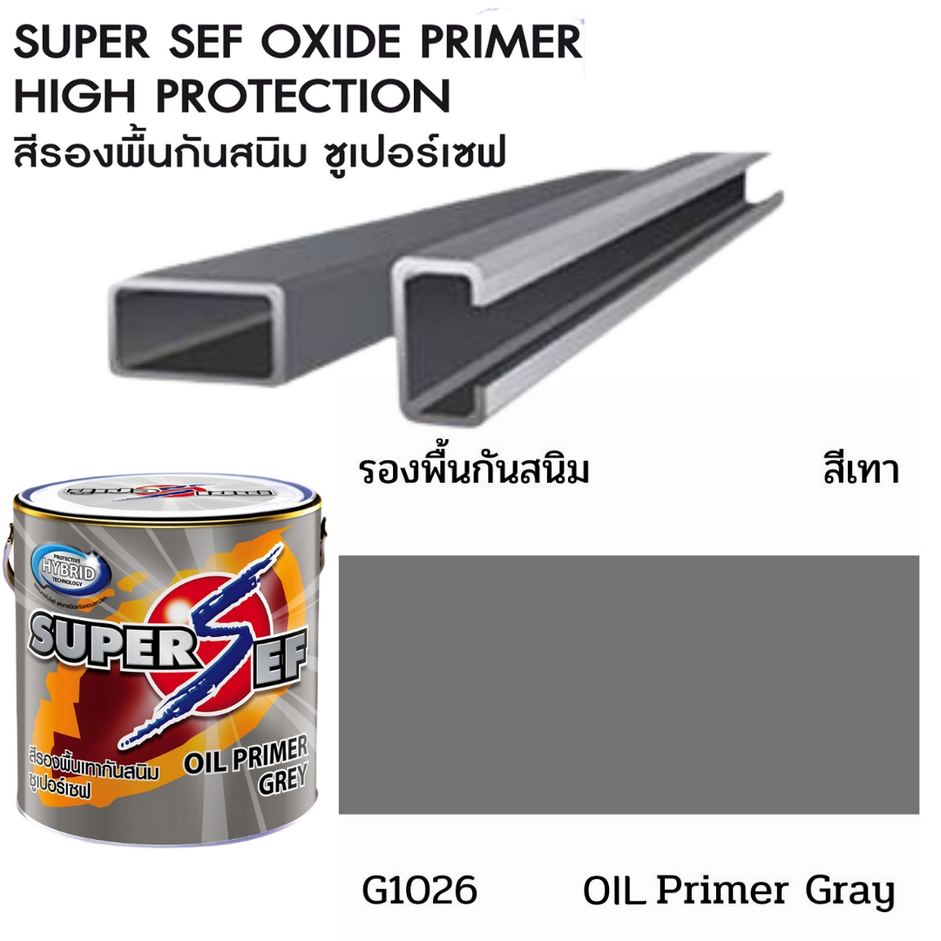 Maxzo Supersef G1026 สีรองพื้นกันสนิมสีเทา ซูเปอร์เซฟ Oil Primer Grey