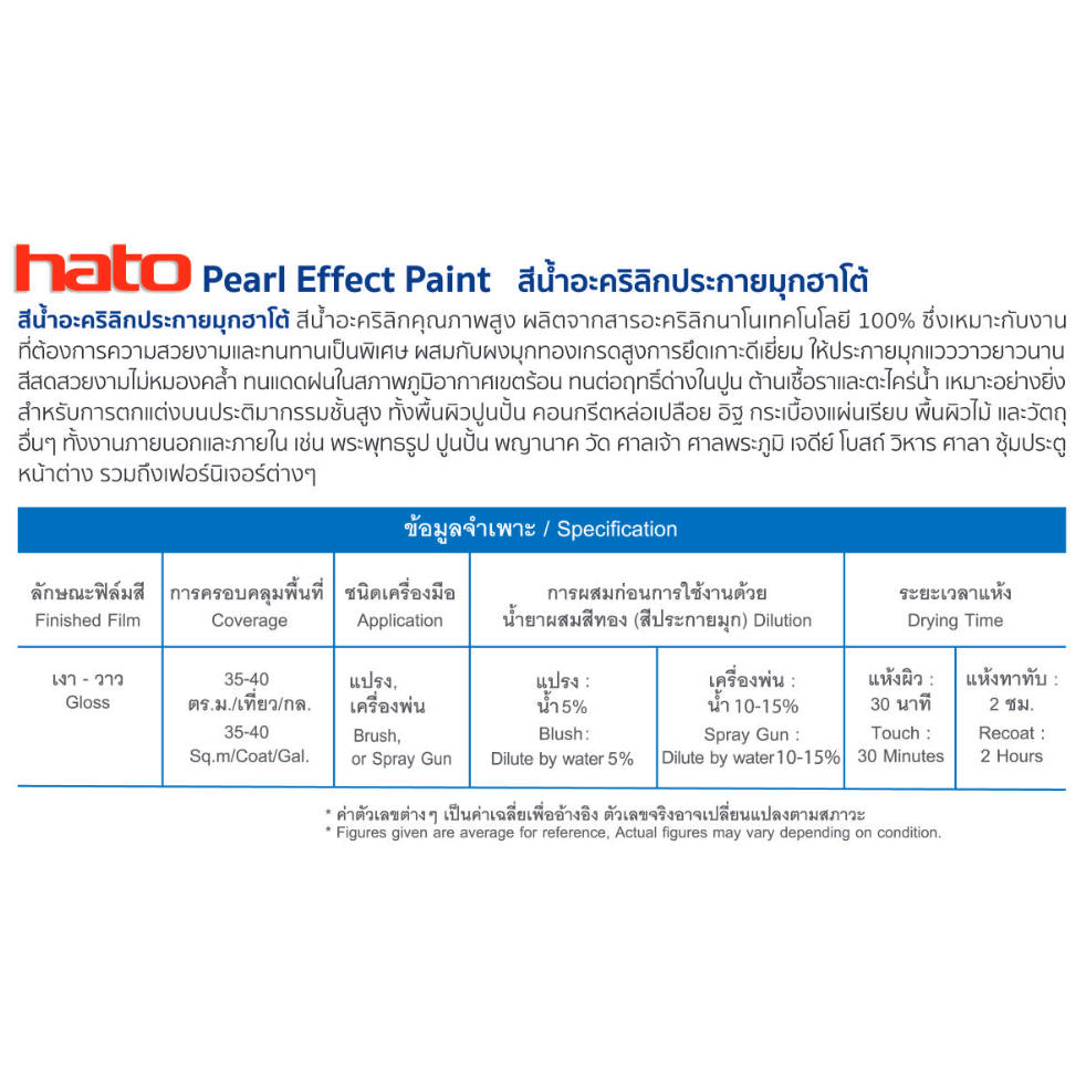 HATO Crystal Pearl Effect ฮาโต้ สีน้ำอะคริลิค ประกายมุกคริสตัล ขนาด 4 ออนซ์ แวววาว คลาสสิก
