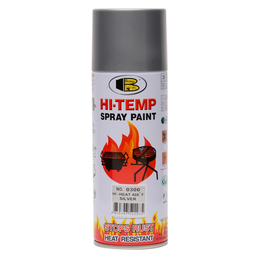 Bosny Hi-Temp Spray สีสเปรย์ทนความร้อน 400 ํF บอสนี่ สีทนความร้อน สีสเปรย์ทนความร้อนสูง ขนาด 400 CC.