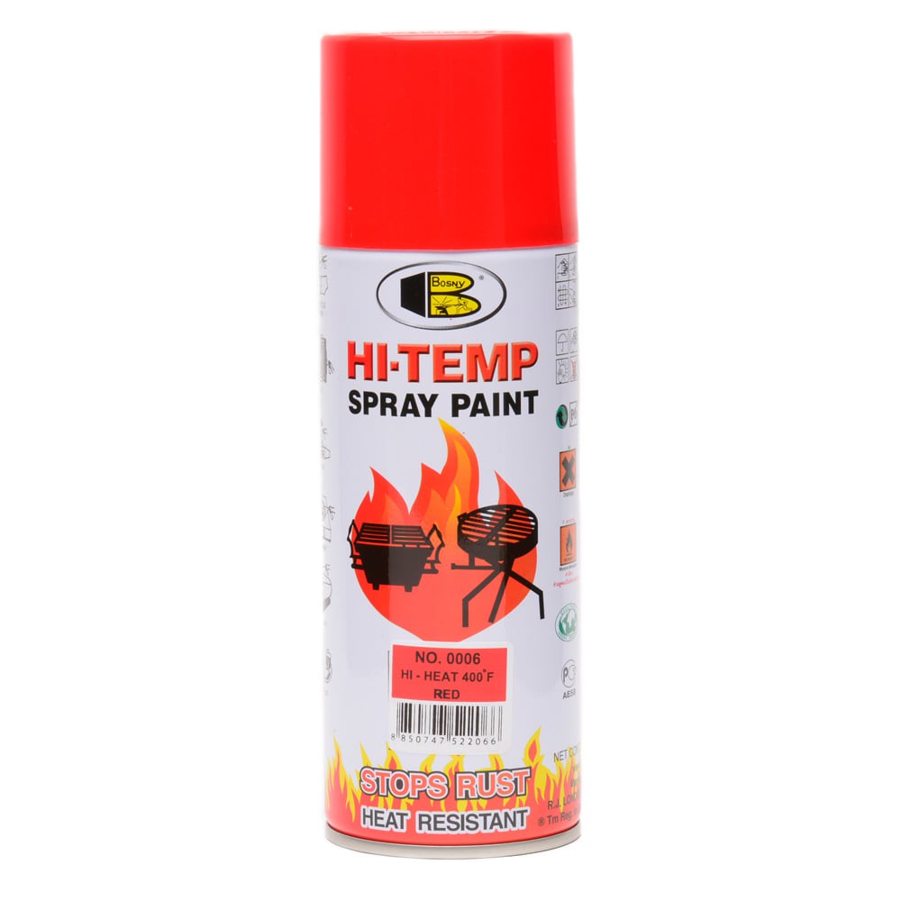 Bosny Hi-Temp Spray สีสเปรย์ทนความร้อน 400 ํF บอสนี่ สีทนความร้อน สีสเปรย์ทนความร้อนสูง ขนาด 400 CC.