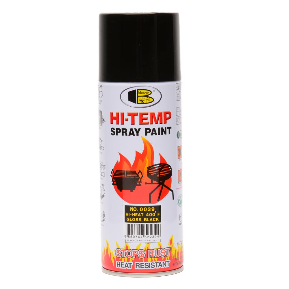 Bosny Hi-Temp Spray สีสเปรย์ทนความร้อน 400 ํF บอสนี่ สีทนความร้อน สีสเปรย์ทนความร้อนสูง ขนาด 400 CC.
