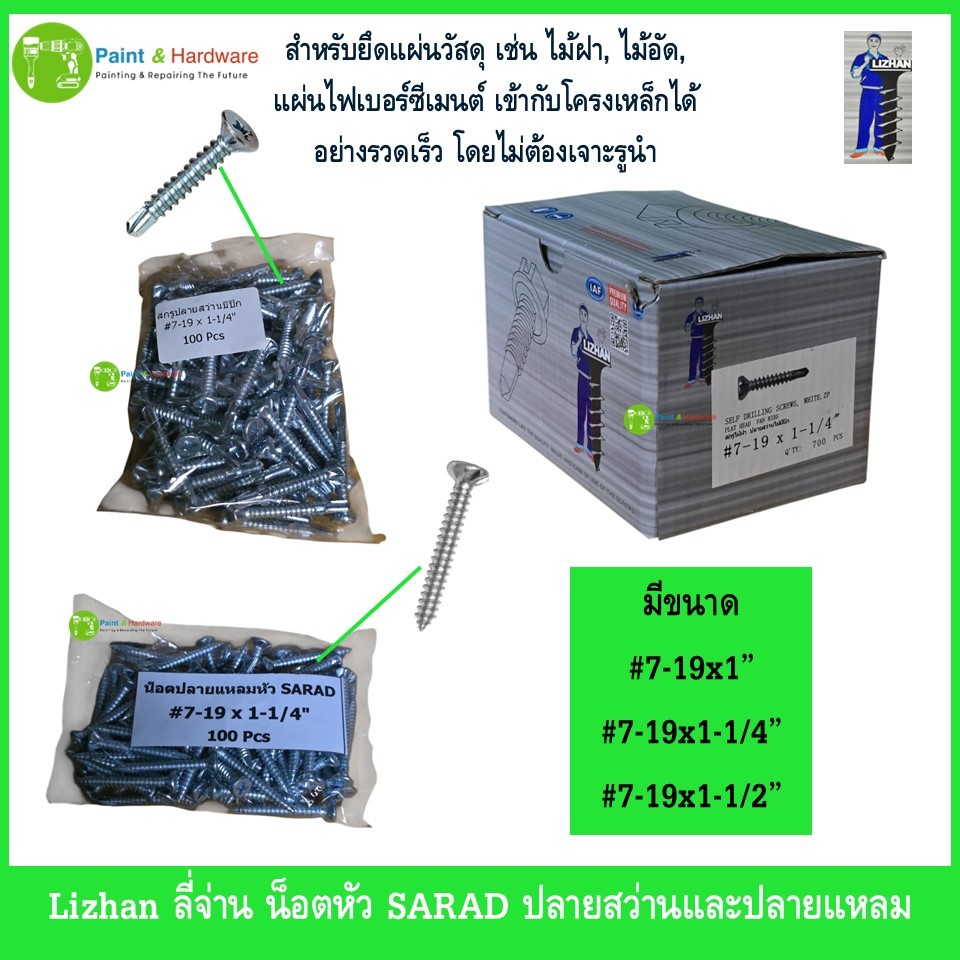 Lizhan ลี่จ่าน น็อตหัว SARAD ปลายสว่านและปลายแหลม