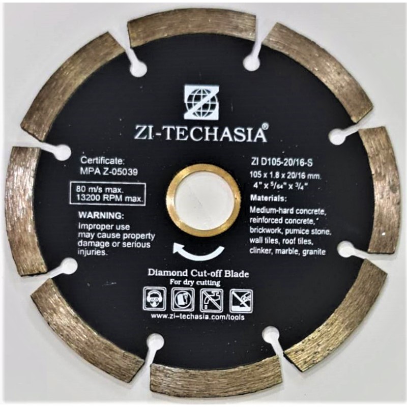 Zi-Techasia 4" Diamond Cutting Blade สำหรับตัดหิน/หินอ่อน/เซรามิค ใบตัดเพชรคุณภาพสูง จัดส่งฟรี ของแท้100%