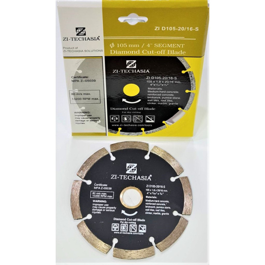 Zi-Techasia 4" Diamond Cutting Blade สำหรับตัดหิน/หินอ่อน/เซรามิค ใบตัดเพชรคุณภาพสูง จัดส่งฟรี ของแท้100%