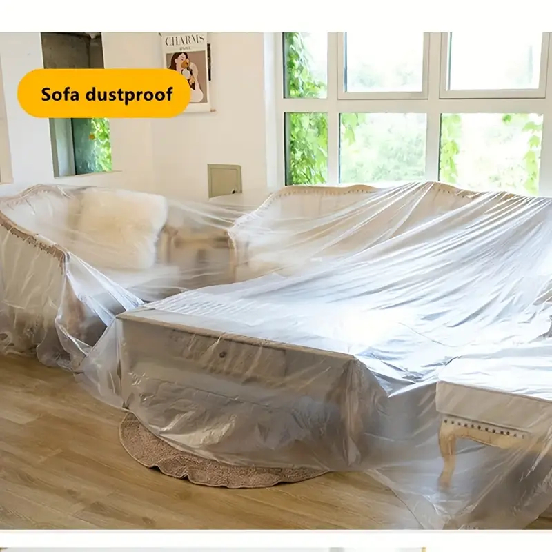 Drop Sheet ดรอปชีท พลาสติกปิดคลุมกันเปื้อน มีเทปกาวสำหรับยึดติด เหมาะสำหรับการเตรียมงานทาสี งานพ่นสี