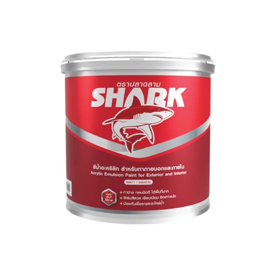 SHARK ตราปลาฉลาม สีน้ำอะคริลิก ชนิดด้าน สำหรับทาภายนอกและภายใน ขนาด 1 แกลลอน