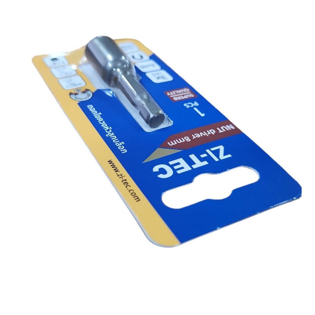 ZI-TEC ดอกไขควงหัวบล็อก Magnetic NUT DRIVER 8 mm. สำหรับไขควงไร้สาย