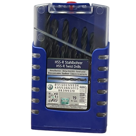 ชุดดอกสว่านเจาะเหล็ก (ตัวดำ) Heller HSS R 19 ดอก/ชุด (1มม.-10มม.) เยอรมันแท้