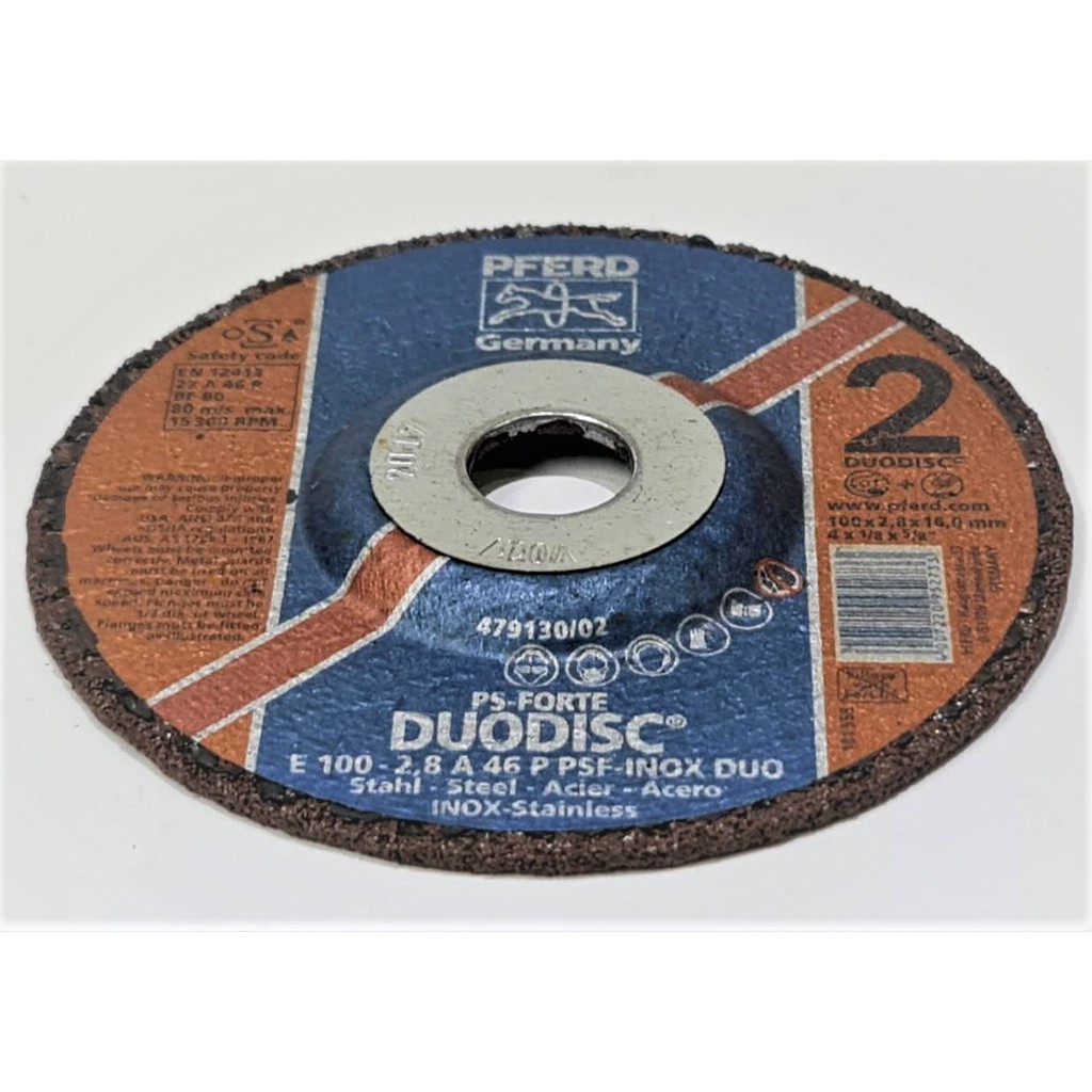 PFERD แผ่นตัด-เจียสเตนเลส DUO DISC ตราม้าลวดบ่วง เยอรมันแท้ E100-2,8A46P PSF-INOX DUO