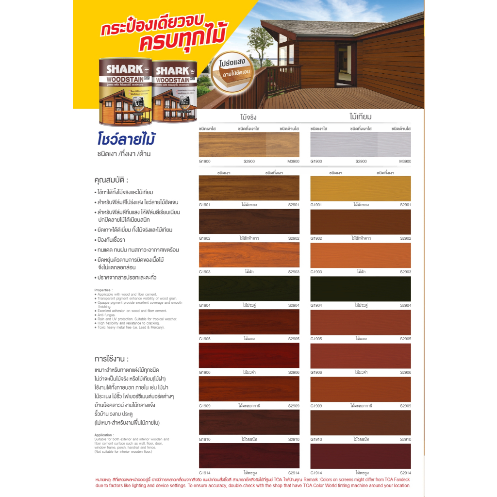 SHARK Wood stain plus ปลาฉลาม วู๊ดสเตน พลัส  สีย้อมทุกไม้ ชนิดเนียน ขนาด 1/4 แกลลอน