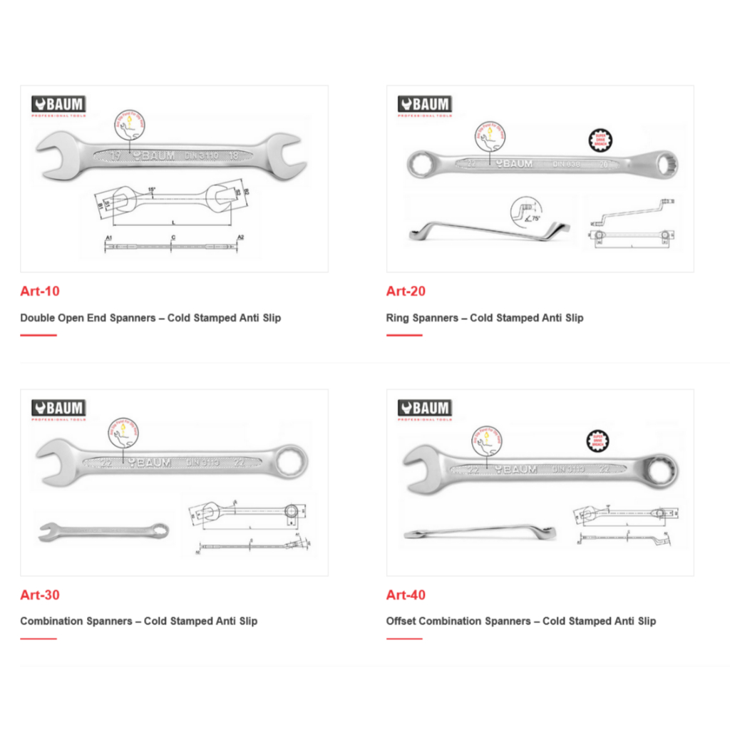 ฺBaum ประแจแหวนข้างปากตาย ประแจรวม BAUM PROFESSIONAL TOOLS รุ่น Art-30 (24/25/26/29/30mm.)