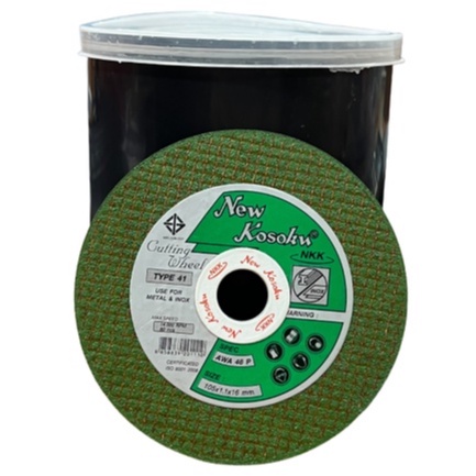 NKK [40แผ่นกล่อง] แผ่นตัดสแตนเลส แผ่นตัดเหล็กเขียว 4" x1.1x16x2F [AWA46P]  105 x1.1 x 16mm.