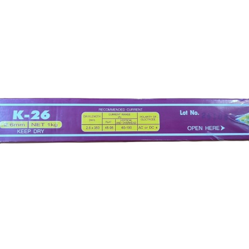 OKI ลวดเชื่อมเหล็กเหนียว โอกิ รุ่น K-26 ขนาด 2.6 มม.ห่อละ 1กิโล เชื่อมง่ายทนทาน เชื่อมสวย ของแท้