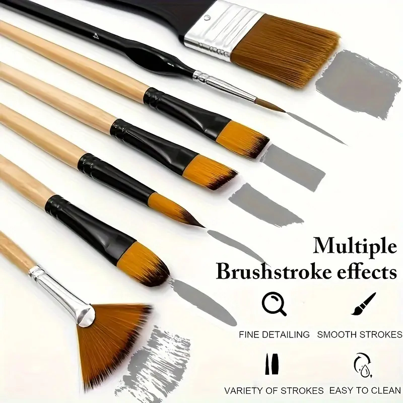 ชุดพู่กัน 32 ด้าม พู่กันระบายสี ขนไนล่อน หลายทรง สำหรับ สีอะคริลิคและสีน้ำมัน