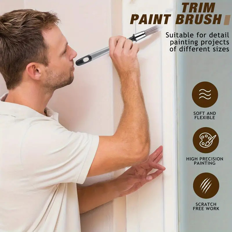 แปรงทาสีเก็บรายละเอียด / แปรงทาสีงานทริม (Trim Paint Brush) ขนแปรงใยสังเคราะห์ พรีเมี่ยม