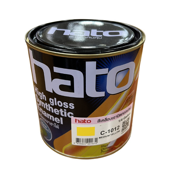 Hato ฮาโต้ สีเคลือบเงาปิดทองคำเปลว ขนาด 1/4 แกลลอน 0.875 ลิตร C-1012 Medium Yellow