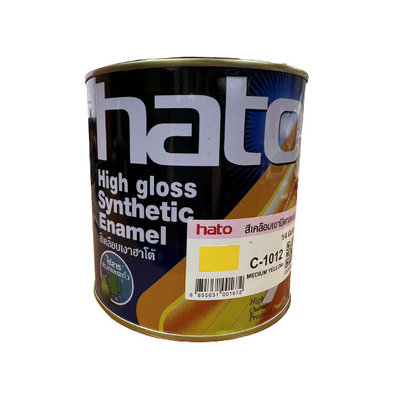 Hato ฮาโต้ สีเคลือบเงาปิดทองคำเปลว ขนาด 1/4 แกลลอน 0.875 ลิตร C-1012 Medium Yellow