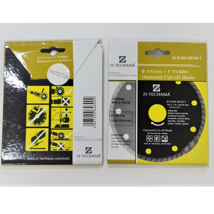 Zitec แผ่นตัดเพชร TURBO Zi-Techasia 4" ใบตัดเพชร Diamond cutting blades ขายดี จัดส่งฟรี ของแท้100%