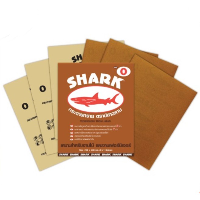 SHARK  [ยกแพ็ค 60 แผ่น] กระดาษทราย ฉลาม กระดาษทรายขัดแห้ง กระดาษทรายขัดไม้