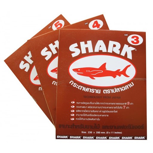 SHARK  [ยกแพ็ค 60 แผ่น] กระดาษทราย ฉลาม กระดาษทรายขัดแห้ง กระดาษทรายขัดไม้