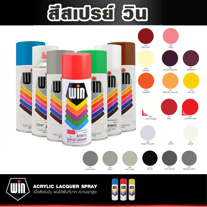 TOA สีเปรย์สำหรับงานอเนกประสงค์ Spray WIN_กป. สเปรย์ วิน ขนาด 400 ซีซี Standard