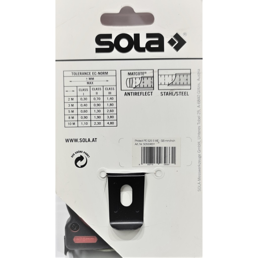 ตลับเมตร SOLA รุ่น PROTECT Made in Austria ขนาด 5M/19MM