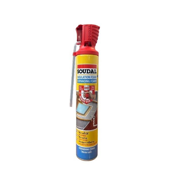 Soudal Genius Gun PU Foam โฟมขยายตัวอุดรอยรั่ว ฉนวนคุณภาพสูง ควบคุมง่าย ใช้ซ้ำได้ ขนาด 750ml./500ml.