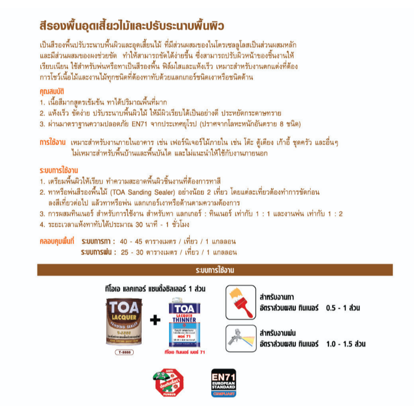 TOA แลคเกอร์แซนดิ้งซีลเลอร์ ขนาด 1GL T5555