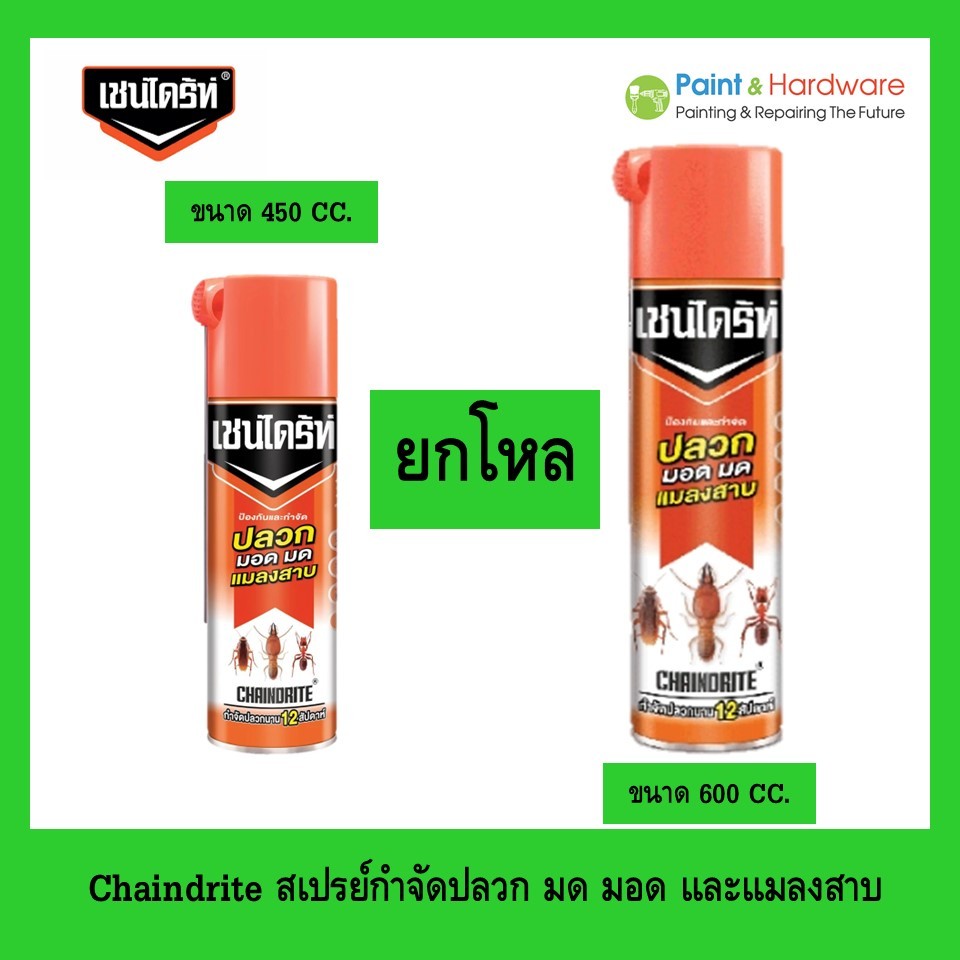 Chaindrite (ยกกล่อง 12 กป.)  สเปรย์เชนไดร้ท์ สเปรย์ Chaindrite ยากำจัดปลวก มด มอด และแมลงสาบ