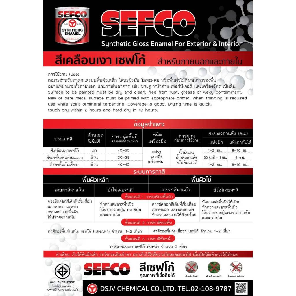 Sefco สีเคลือบเงา สีน้ำมัน เซฟโก้ สำหรับภายนอกและภายใน ขนาด 3.40 ลิตร (1 แกลลอน)