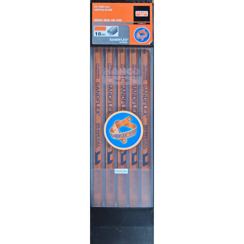 BAHCO (ยกกล่อง 100 ใบ) ใบเลื่อย 12" 18T/24T ใบเลื่อยตัดเหล็ก SANDFLEX บาร์โก้ 18 ฟัน / 24 ฟัน มาตรฐานสวีเดน ของแท้100%