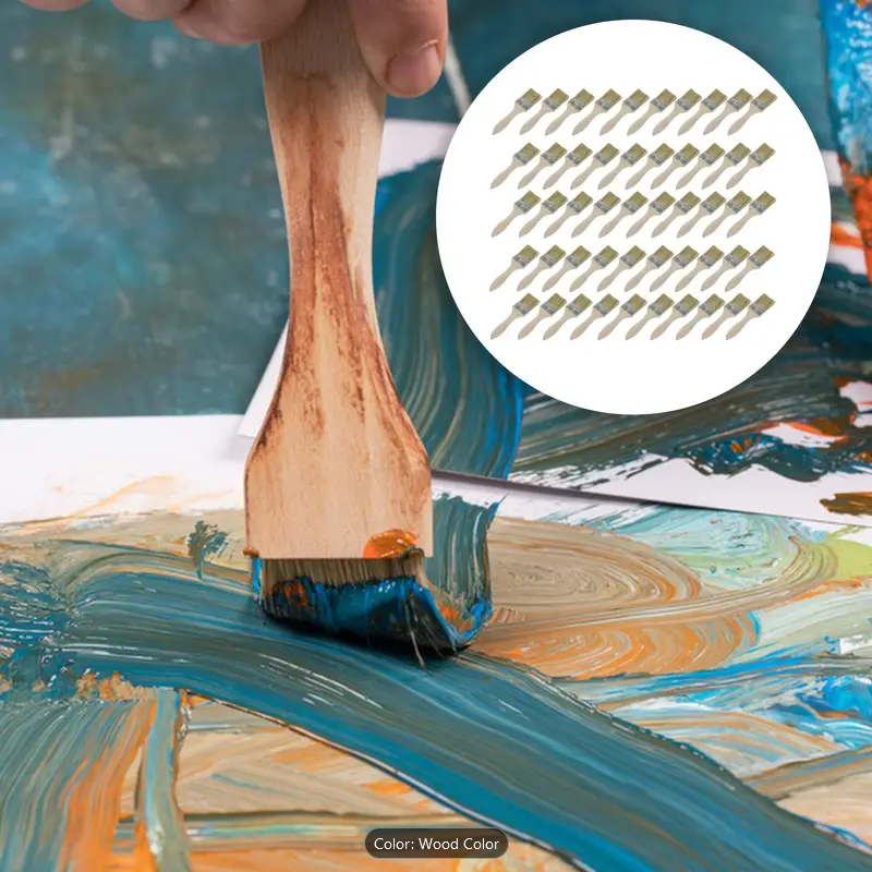 แปรงทาสีด้ามไม้ 2 นิ้ว Professional Wood Handle Paint Brushes with Plastic Fiber Bristles, 2-Inch.