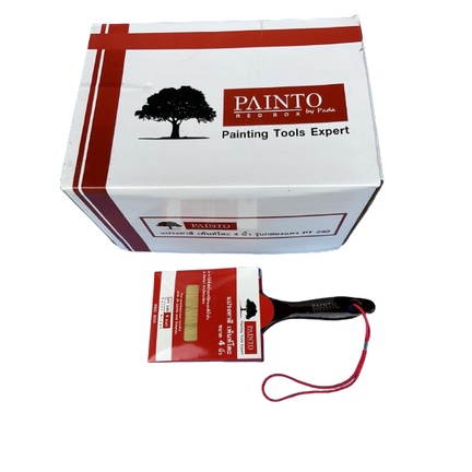 Painto [จำหน่ายยกกล่อง] แปรงทาสี เพ้นท์โตะ (กล่องแดง) ขนาด 4 นิ้ว (ขนผสม)
