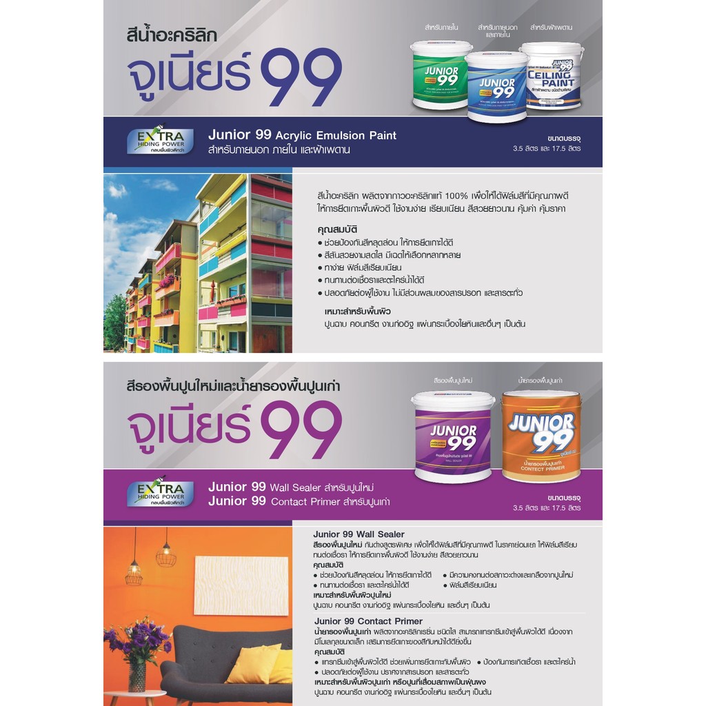 Nippon Paint จูเนียร์99 ซีลลิ่ง สีทาฝ้าเพดานชนิดด้านพิเศษ มี 2 ขนาด 17.5ลิตร และ 3.5 ลิตร
