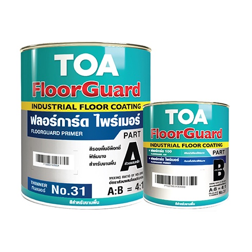 TOA ทีโอเอ ฟลอร์การ์ด 100 สีทาพื้น สีทับหน้าอีพ็อกซี่ฟิล์มบาง 2 ส่วน สำหรับงานพื้นภายใน