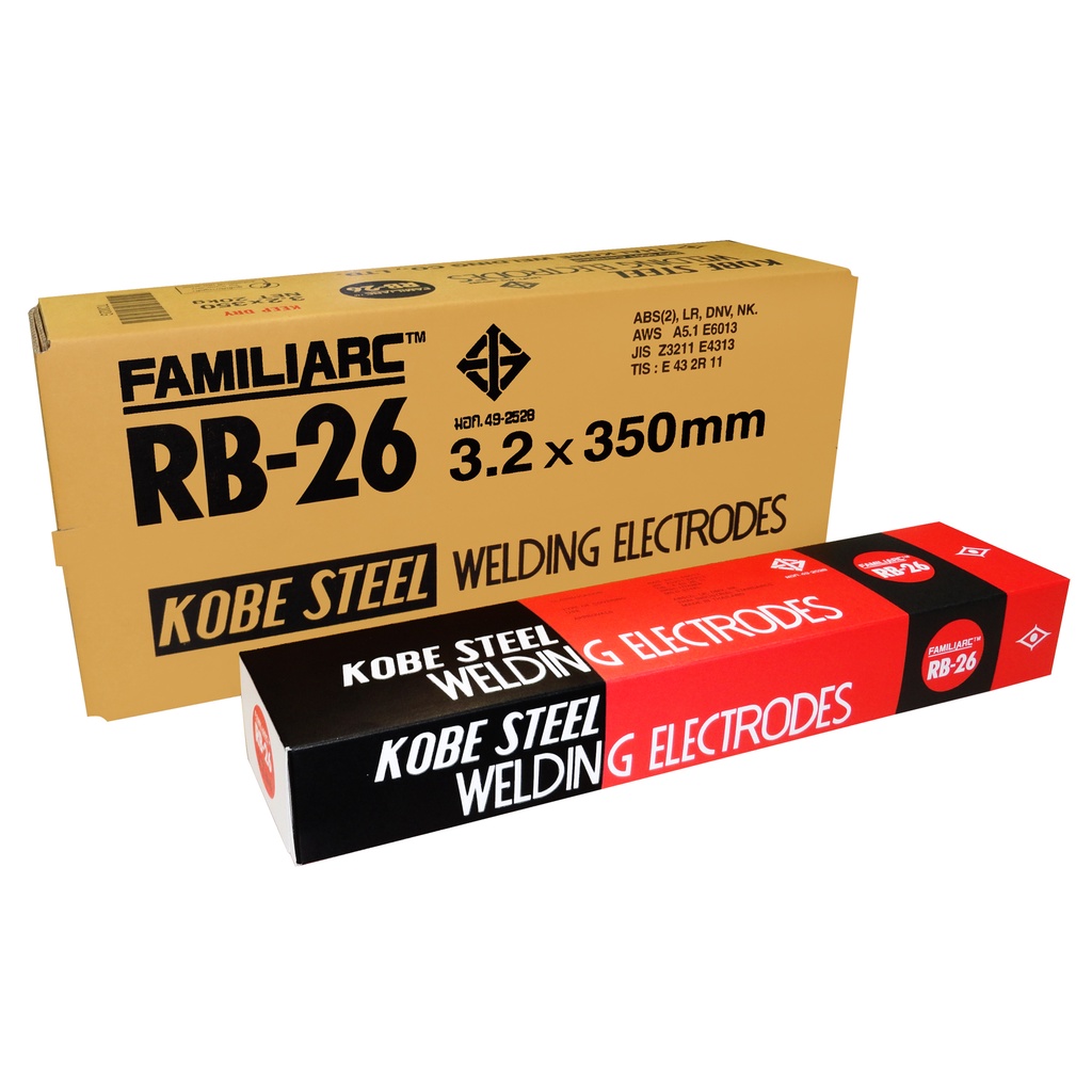 KOBE RB26 [ยกกล่อง 20kgs] ลวดเชื่อมไฟฟ้า โกเบ 2.6 / 3.2 / 4.0 มม. ลวด E6013 โกเบกล่องแดง