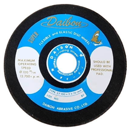 DAIBON ตราปลาฉลาม ไดบอน [ยกกล่อง 50 แผ่น] ใบเจียร แผ่นเจีย เหล็ก บาง 4" X 2MM. 100X2X16MM. ชนิดอ่อนตัว Type 27